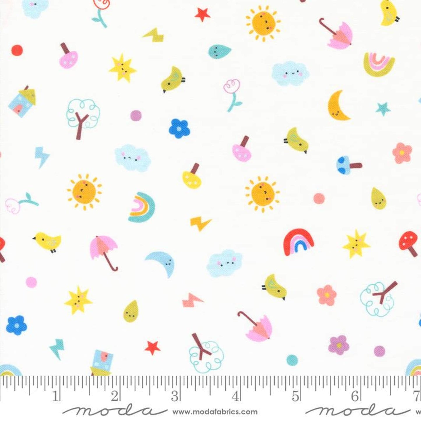 Sunshine and Rainbows Whatever the Weather Paper + Cloth Moda 100% Cotton Quilting Fabric Yardage Fabric Fetish