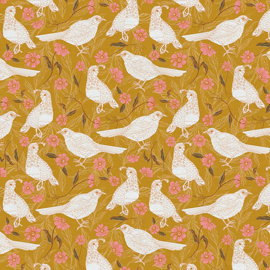 Birds and Bahia Gold Saguaro Searching Saltgrass Western Wildflower Studio Paintbrush Studio Fabric 100% Quilters Cotton Fabric Fetish