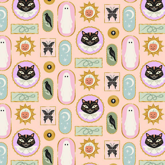 Spooky Frames Blush Harvest Moon Dear Stella Fabric Quilters Cotton Fabric Fetish