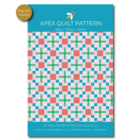 Apex Quilt Pattern - Mitzie Schafer for Jittery Wings Quilt Co - Fat Quarter, Jelly Roll And Scrap Friendly - Beginner Quilt