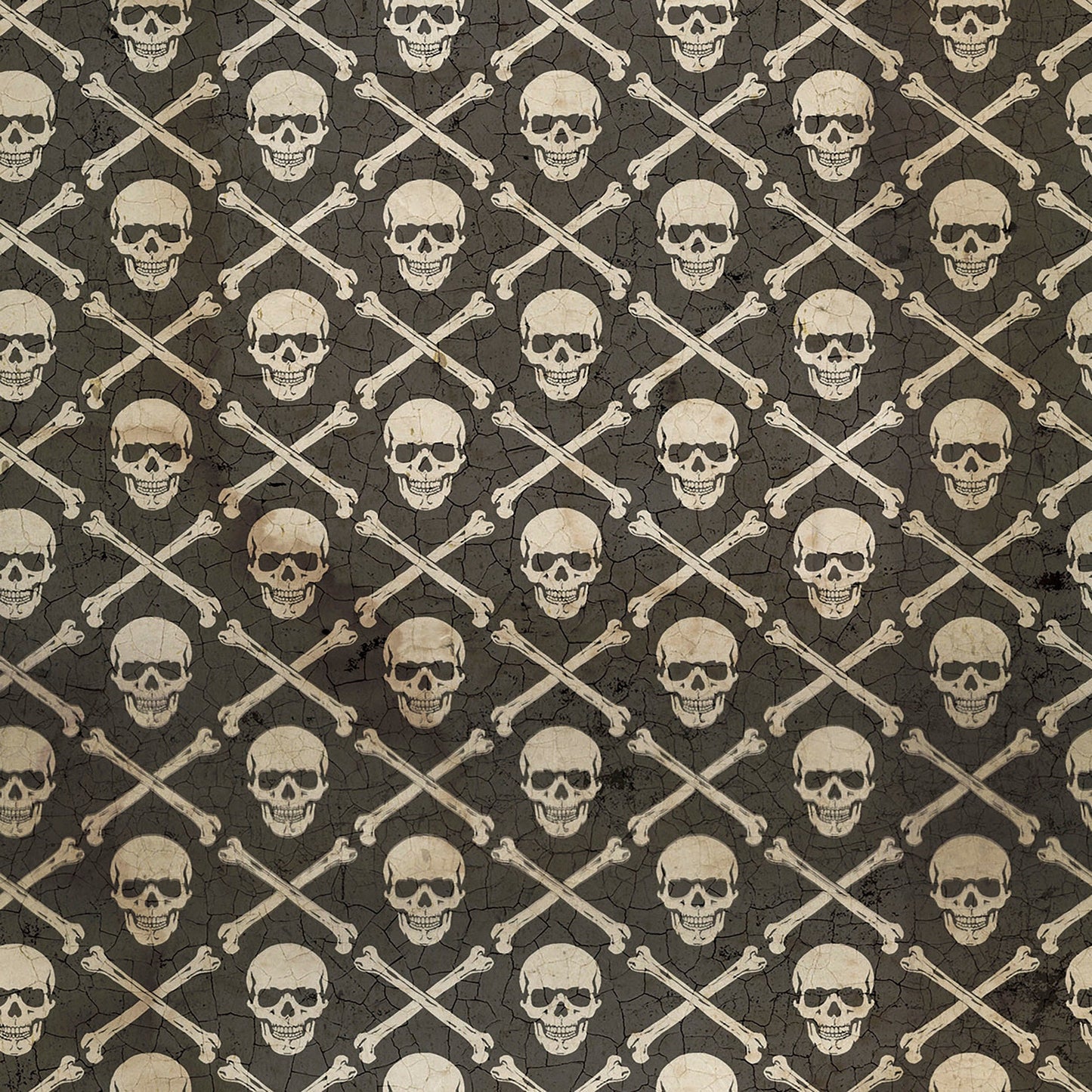 Crossbones Black Monochrome Tim Holtz 100% Quilters Cotton Fabric Fetish