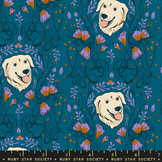 Golden Garden Teal Dog Park Sarah Watts Ruby Star Society Moda 100% Cotton Quilting Fabric Yardage Fabric Fetish