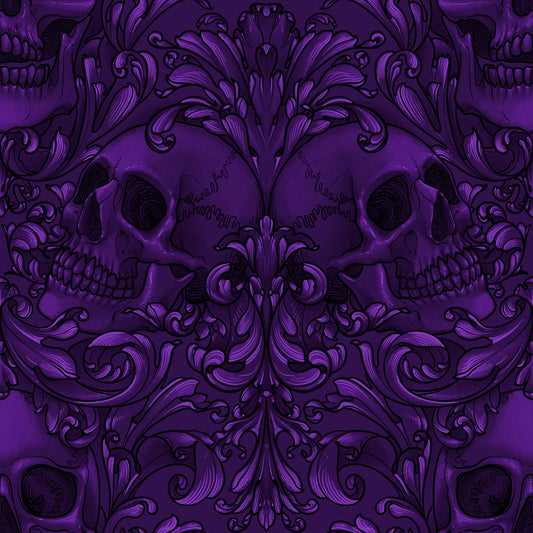 Skull Damask Purple Mystic Moonlight Rachel Hauer Freespirit Fabrics 100% Quilters Cotton Fabric Fetish