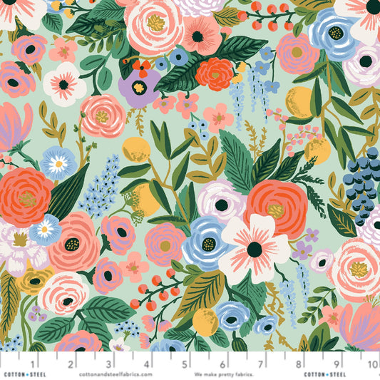 Garden Party Mint Orchard Anna Bond Rifle Paper Co Cotton + Steel 100% Quilters Cotton Fabric Fetish