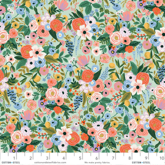 Petite Garden Party Mint Orchard Anna Bond Rifle Paper Co Cotton + Steel 100% Quilters Cotton Fabric Fetish