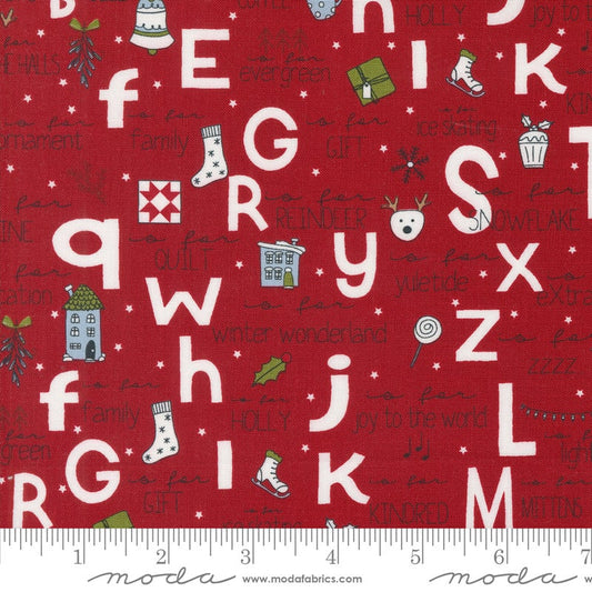 A to Z Red Christmas Alphabet On Dasher Sweetwater Moda Quilters Cotton Fabric Fetish