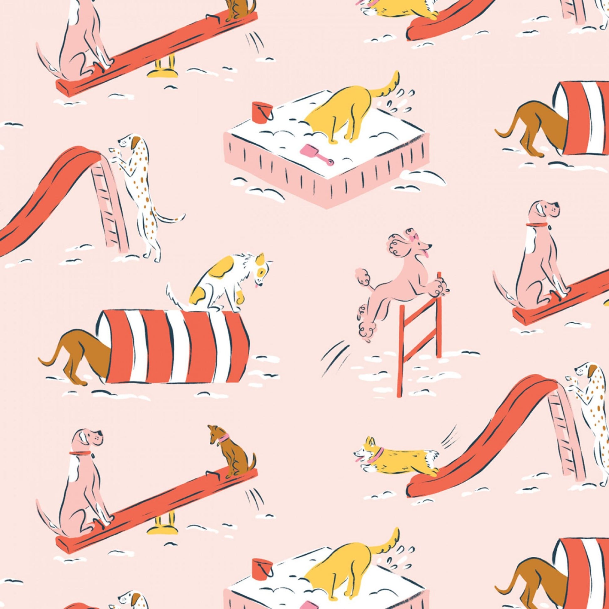 Playground Pups Teachers Pet Krissy Mast Cloud 9 ORGANIC Quilters Cotton Fabric Fetish