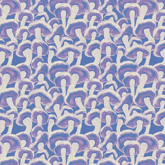 Dancing Mushrooms Periwinkle Woodland Creatures Lauren Lesley Studio Paintbrush Studio Fabric Quilters Cotton 120 22918 Fabric Fetish