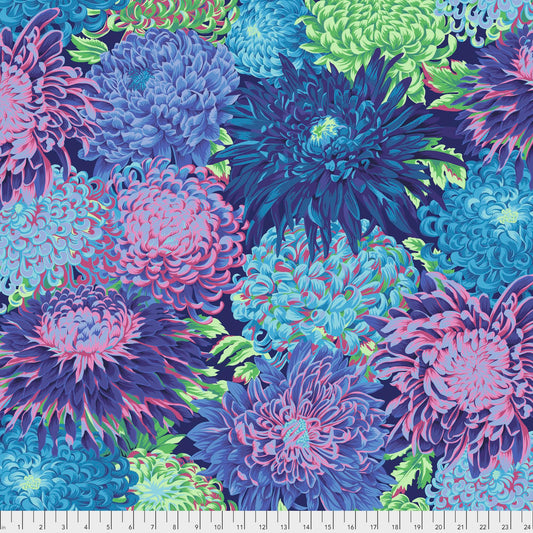 Japanese Chrysanthemum Blue Philip Jacobs Kaffe Fassett Collective PWPJ041 100% Quilters Cotton Fabric Fetish