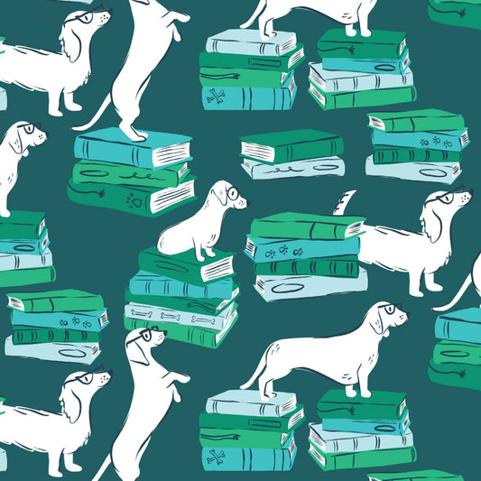 Library Hounds Teachers Pet Krissy Mast Cloud 9 ORGANIC Quilters Cotton Fabric Fetish