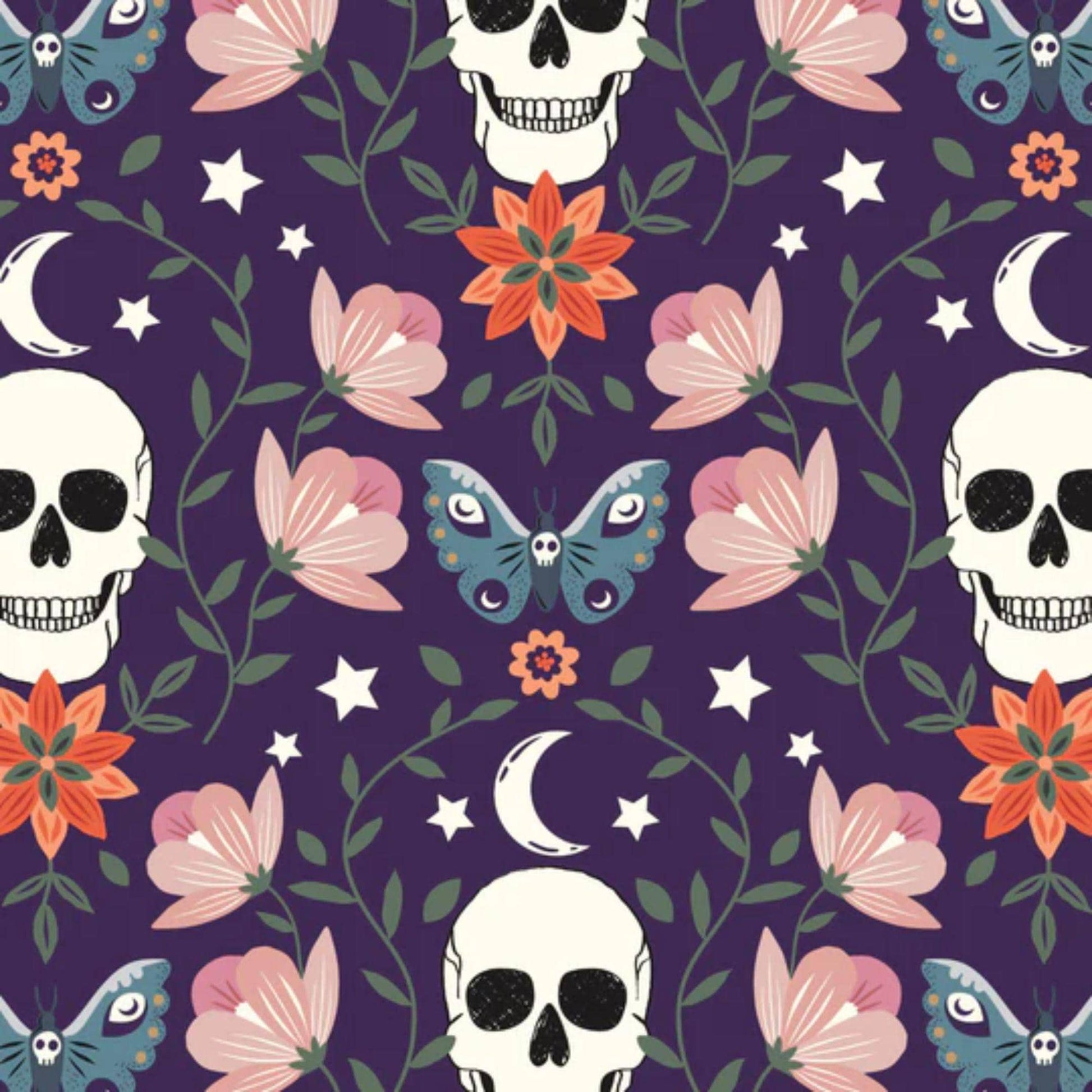 Garden Skulls Spellbound Sally Mountain Dashwood Studio Quilters Cotton Fabric Fetish