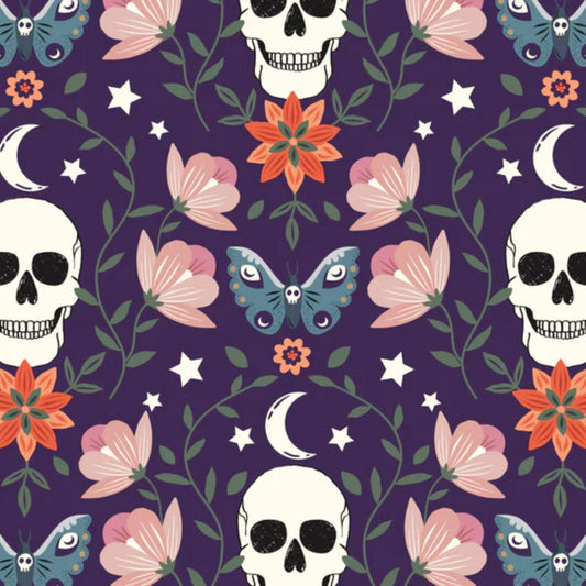 Garden Skulls Spellbound Sally Mountain Dashwood Studio Quilters Cotton Fabric Fetish