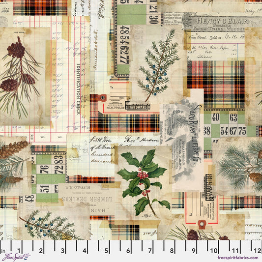 Woodland Collage Multi Holidays Past Tim Holtz 100% Quilters Cotton Fabric Fetish