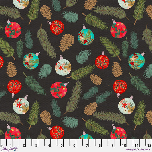 Happy Eve Charcoal Christmas Spirit Mia Charro Freespirit Fabrics 100% Quilters Cotton Fabric Fetish