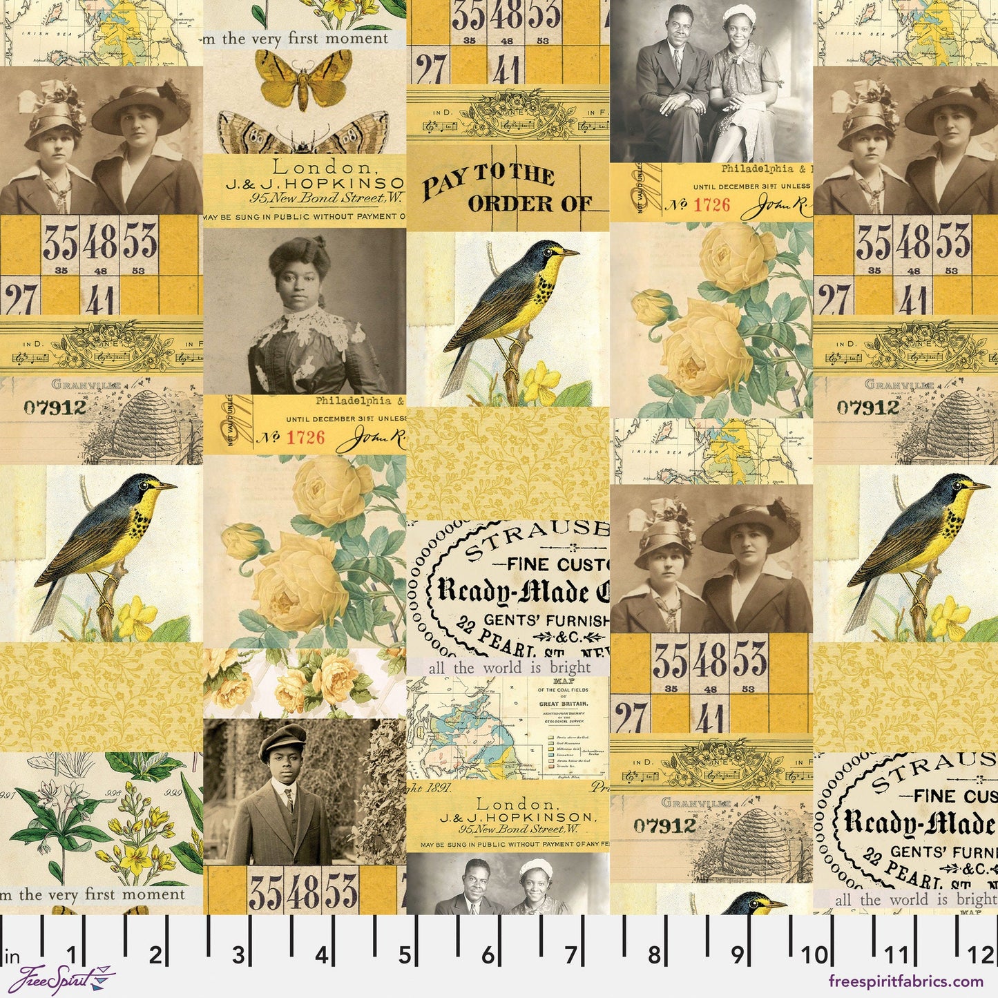 January - Palette Yellow -  10pc Fat Quarter or Half Yard Bundles- Eclectic Elements - Tim Holtz - FreeSpirit Fabrics