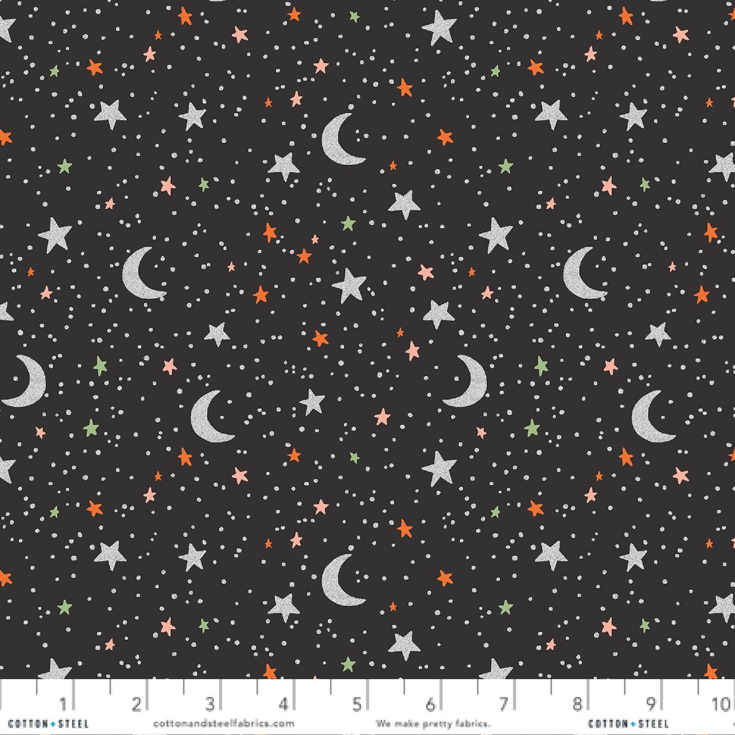 October Night Black Halloween SILVER METALLIC Anna Bond Rifle Paper Co Cotton + Steel Fabric Fetish