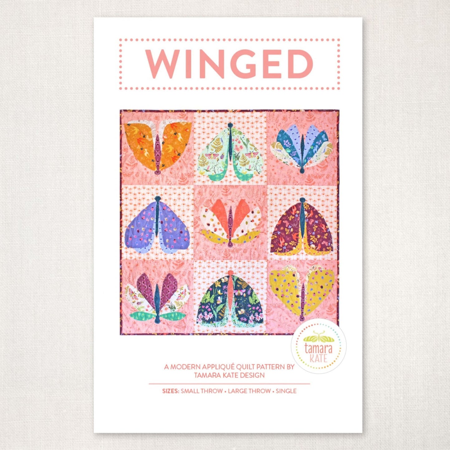 Winged Quilt Pattern  Modern Applique Quilt Patterns by Tamara Kate TK109