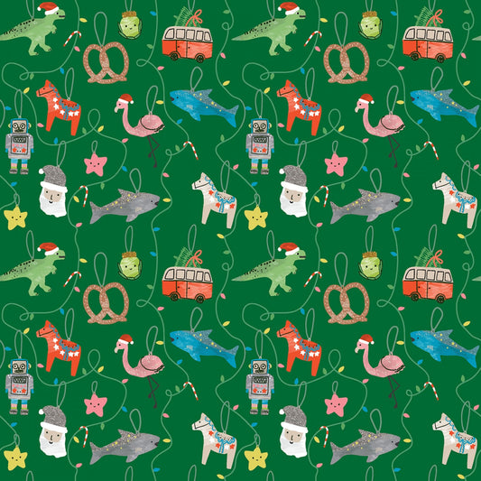 Sleighin' It Fir Cat's Pajamas Dear Stella Fabric 100% Quilters Cotton Fabric Fetish