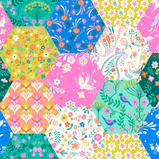 Hexies Songbird Bethan Janine Dashwood Studio Quilters Cotton Fabric Fetish