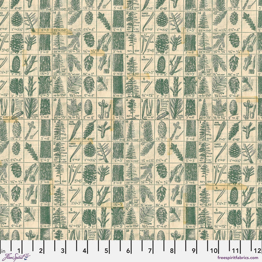 Pine Chart Green Holidays Past Tim Holtz 100% Quilters Cotton Fabric Fetish