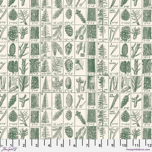 Pine Chart FLANNEL Green Holidays Past Tim Holtz 100% Cotton Flannel Fabric Fetish