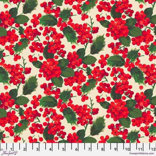 Holly Berry Red Winterberry Marth Negley Freespirit Fabric Quilters Cotton Fabric Fetish