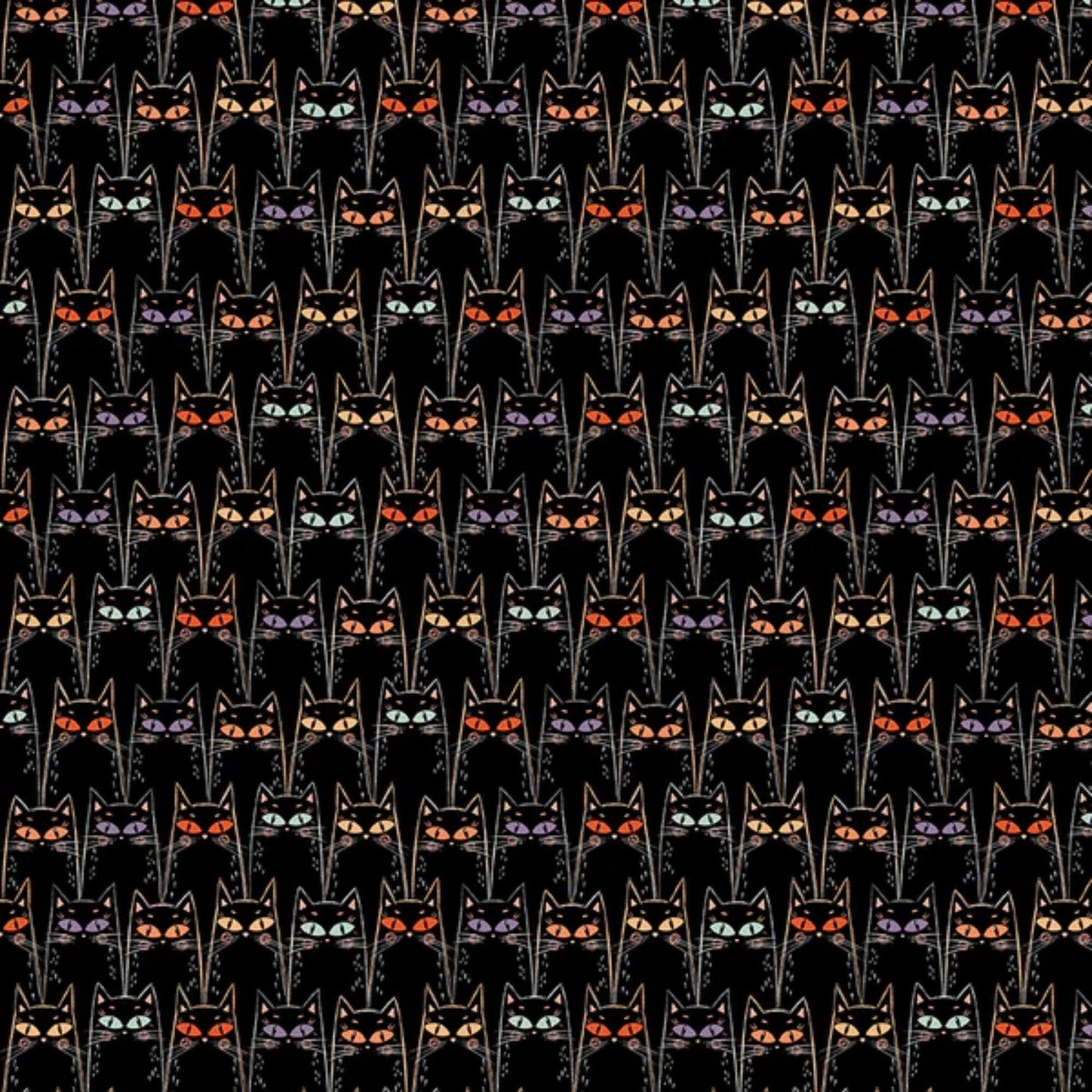 Black Cats Starlight Spooks Elena Amo Paintbrush Studio Fabric 100% Quilters Cotton Fabric Fetish