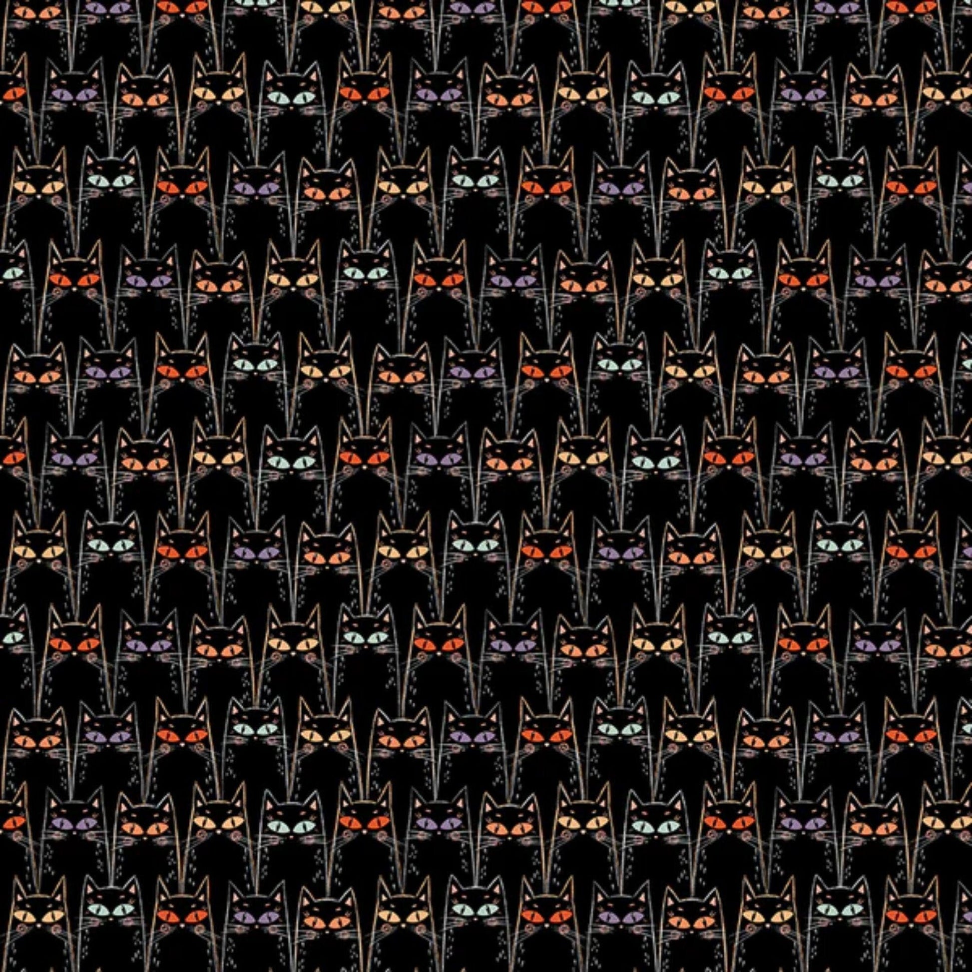 Black Cats Starlight Spooks Elena Amo Paintbrush Studio Fabric 100% Quilters Cotton Fabric Fetish