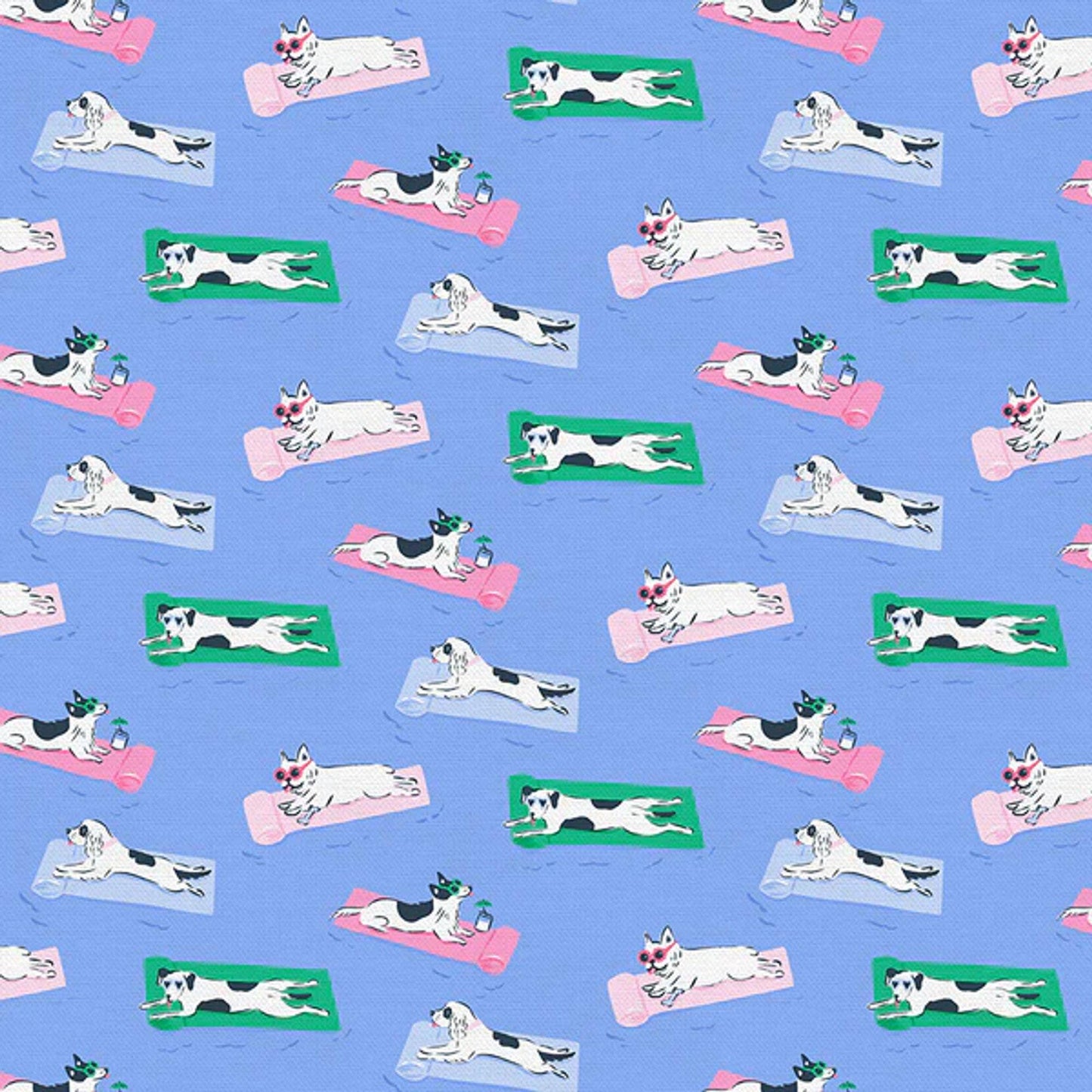 Pool Float Dogs Blue Country Club Canines Krissy Mast Paintbrush Studio Fabric 100% Quilters Cotton Fabric Fetish