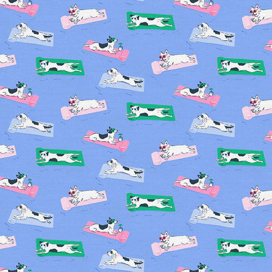 Pool Float Dogs Blue Country Club Canines Krissy Mast Paintbrush Studio Fabric 100% Quilters Cotton Fabric Fetish