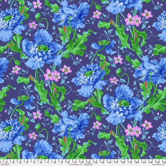 Papaver Blue Philip Jacobs Kaffe Fassett Collective August 2024 FreeSpirit Fabric PWPJ127 BLUE 100% Quilters Cotton Fabric Fetish