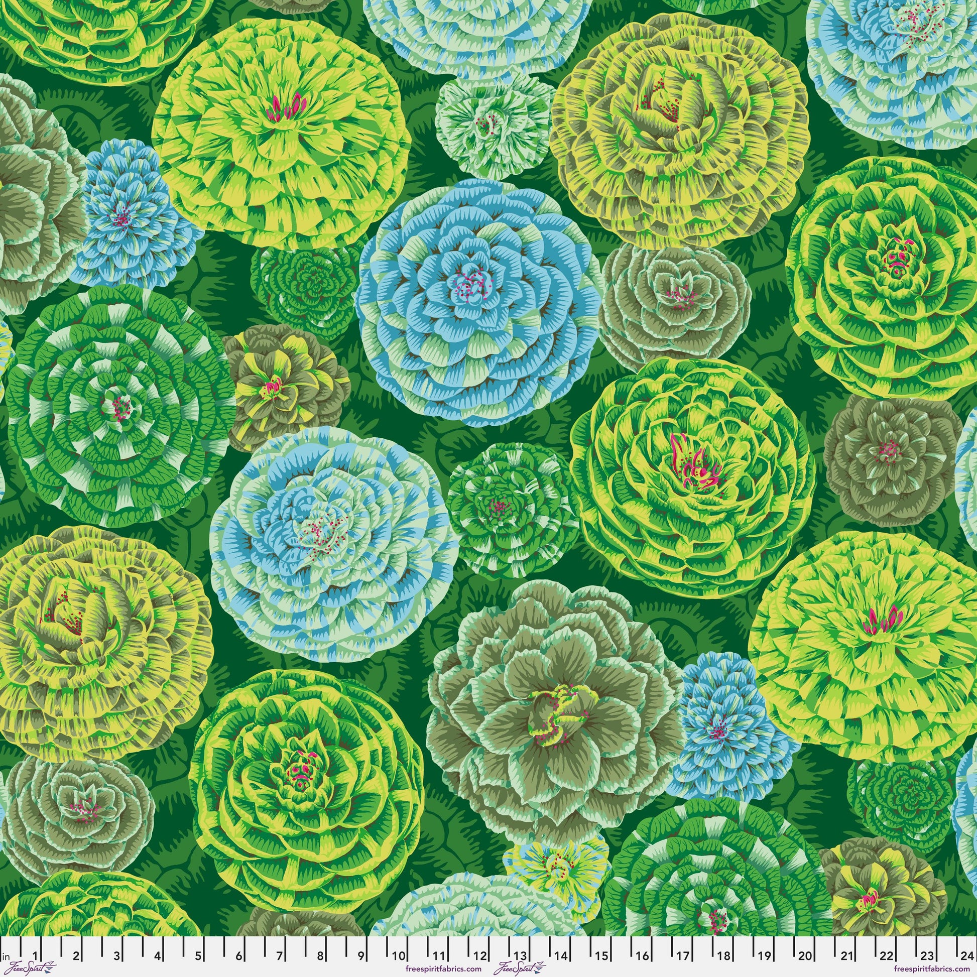 Japonica Green Philip Jacobs Kaffe Fassett Collective August 2024 FreeSpirit Fabric PWPJ130 GREEN 100% Quilters Cotton Fabric Fetish