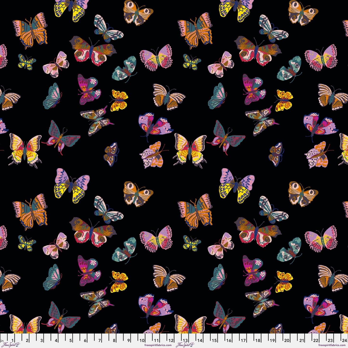 Papillons Black A Spring in Paris Nathalie Lete Anna Maria Horner Conservatory Freespirit Fabric 100% Quilters Cotton PWNL41 BLACK Fabric Fetish