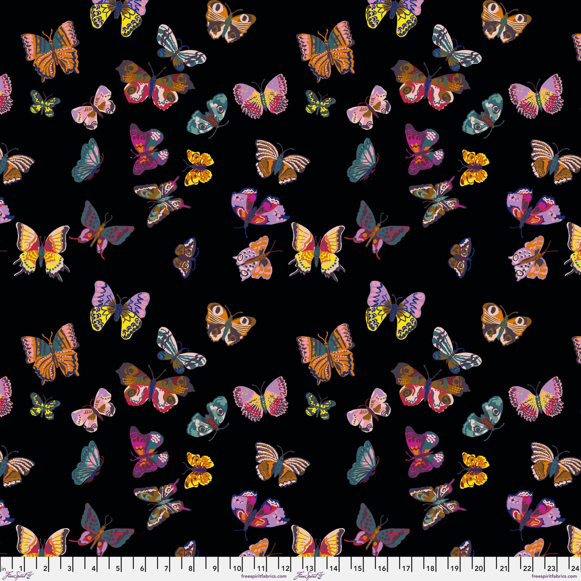 Papillons Black A Spring in Paris Nathalie Lete Anna Maria Horner Conservatory Freespirit Fabric 100% Quilters Cotton PWNL41 BLACK Fabric Fetish