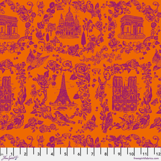 Sightseeing Tonal Orange A Spring in Paris Nathalie Lete Anna Maria Horner Conservatory 100% Quilters Cotton PWNL043 ORANGE Fabric Fetish