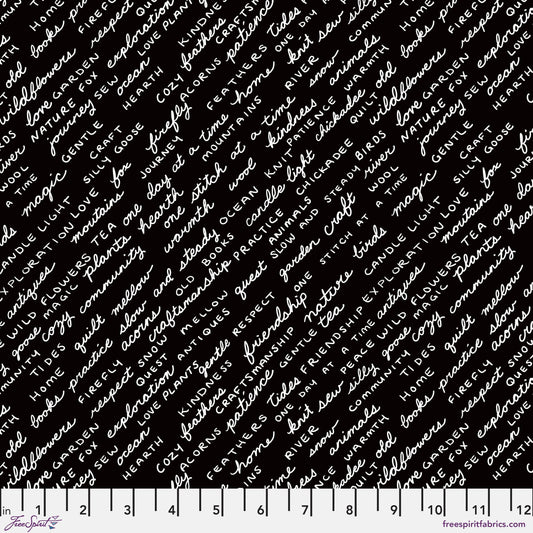 Favorite Things Black Writing on the Wall Rachel Hauer 100% Quilters Cotton PWRH999 BLACK Fabric Fetish