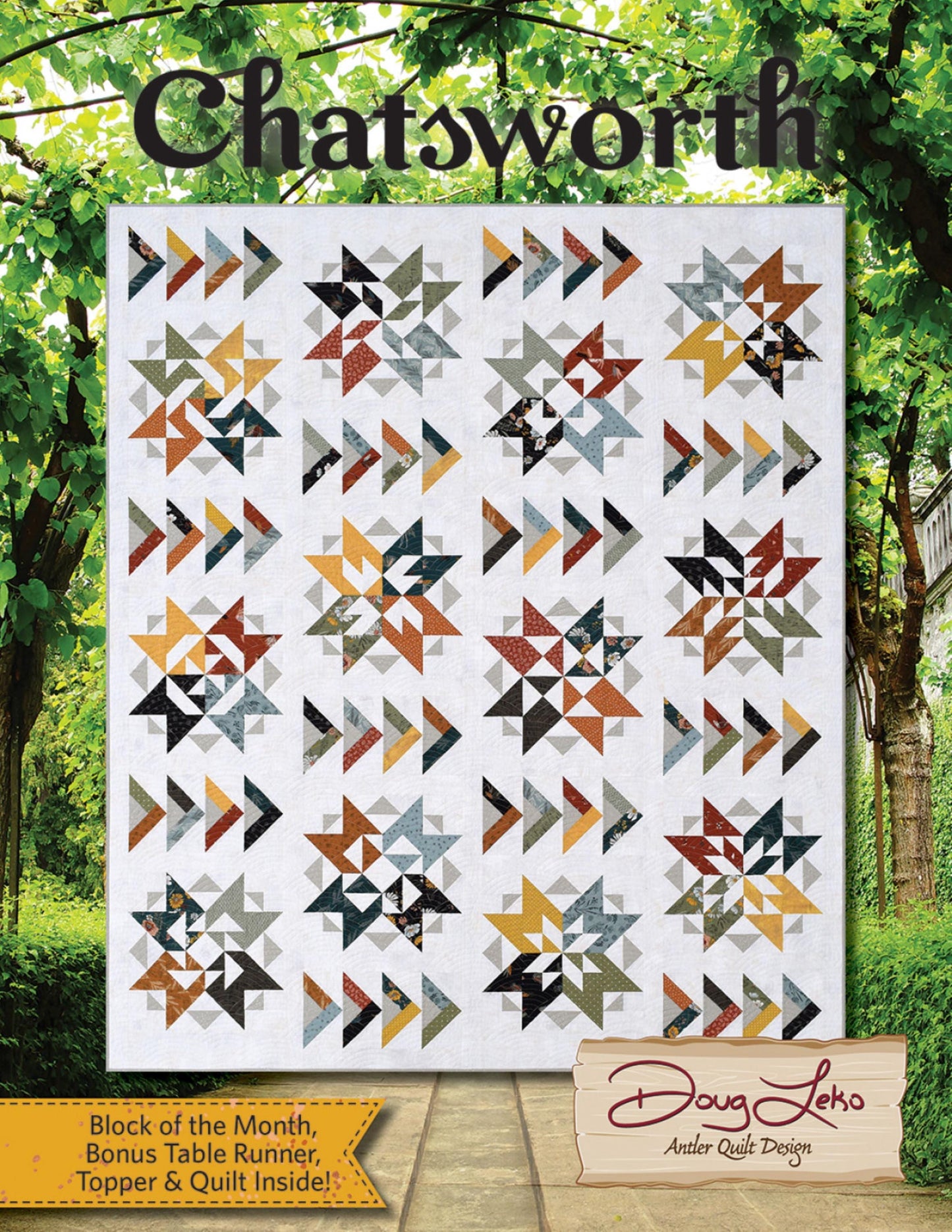 Chatsworth Quilt Pattern - Doug Leko Antler Quilt Design - BOM Plus Table Runner