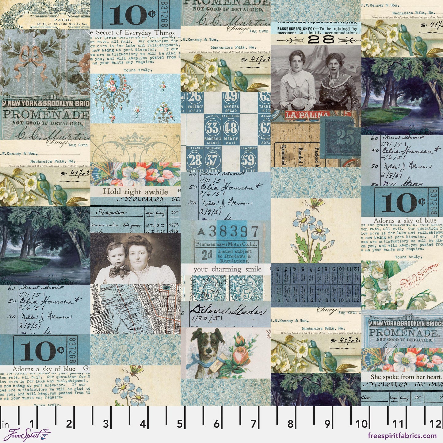 May- Palette Blue -  10pc Fat Quarter or Half Yard Bundles- Eclectic Elements - Tim Holtz - FreeSpirit Fabrics