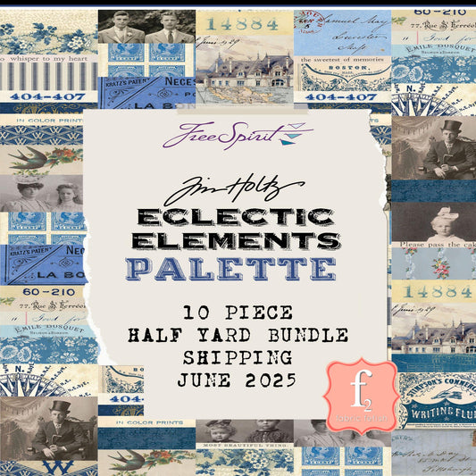 June - Palette Indigo -  10pc Fat Quarter or Half Yard Bundles- Eclectic Elements - Tim Holtz - FreeSpirit Fabrics