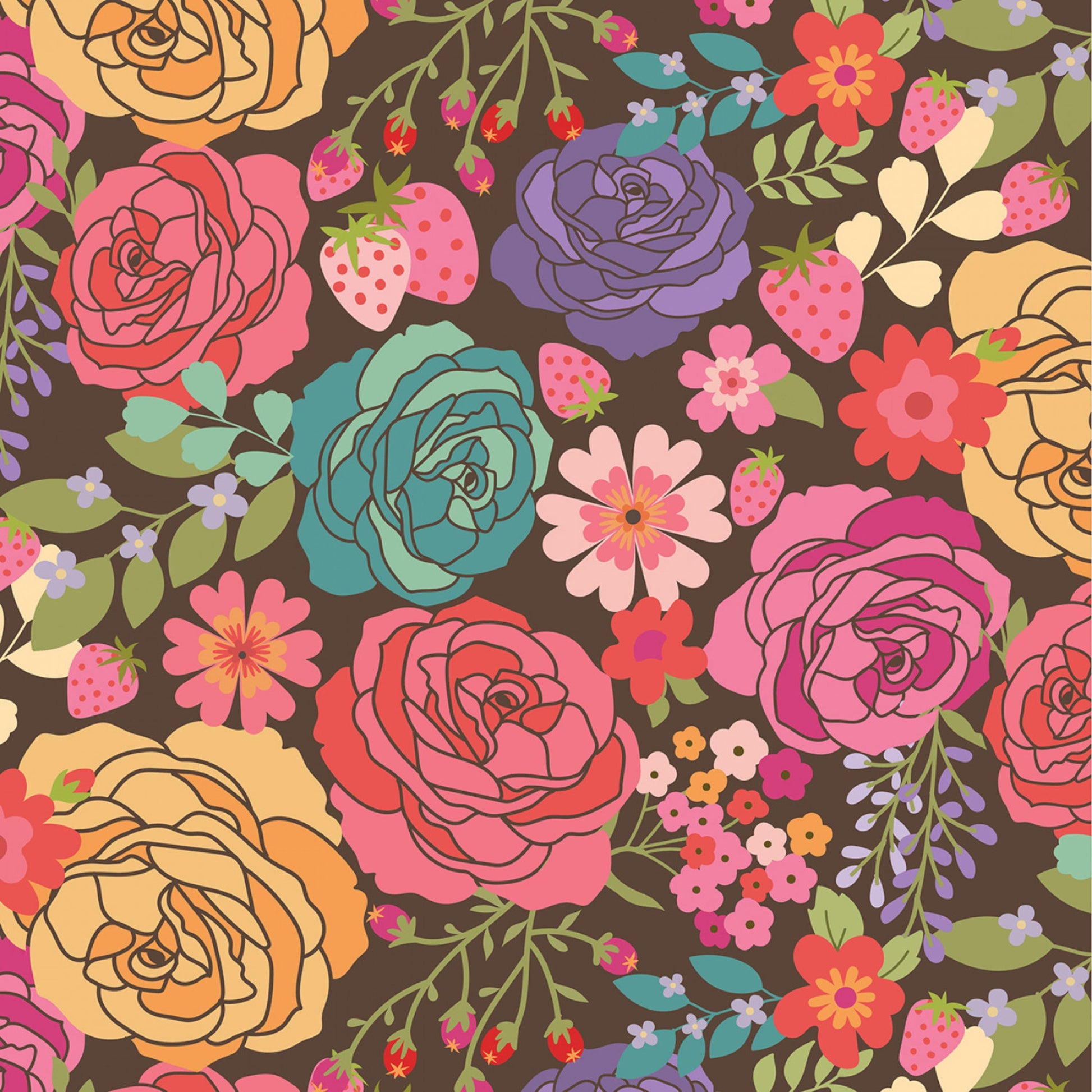 Texas Rose Calico Cowgirls Lori Woods Poppie Cotton Fabric 100% Quilters Cotton Fabric Fetish