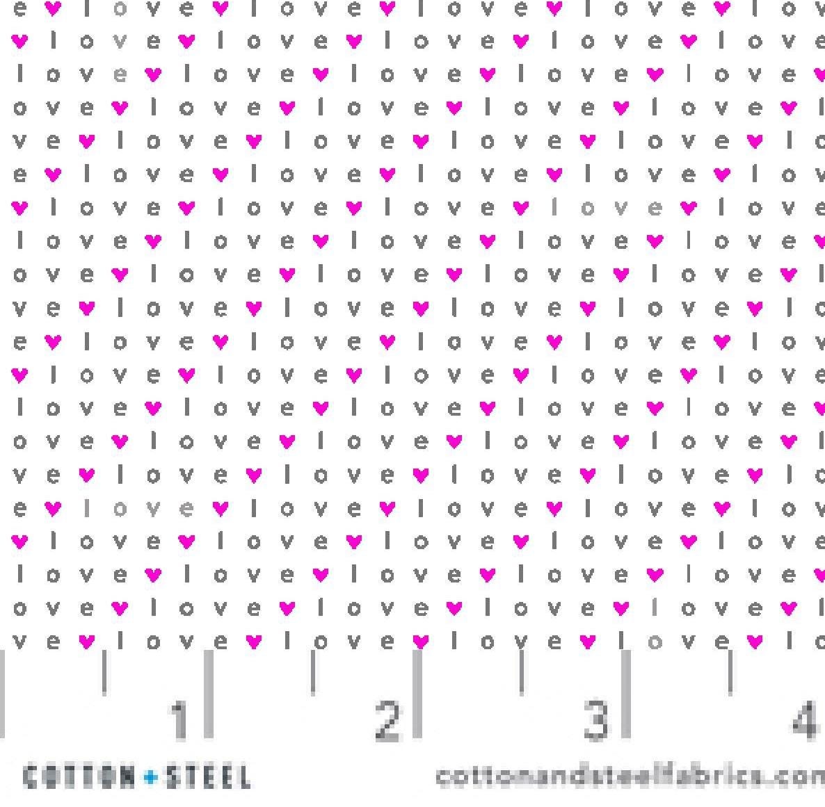 Love Sprinkled Neon Pink Wordplay Cotton + Steel Basics Fabric Fetish