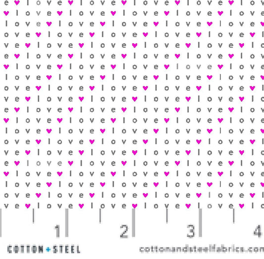 Love Sprinkled Neon Pink Wordplay Cotton + Steel Basics Fabric Fetish