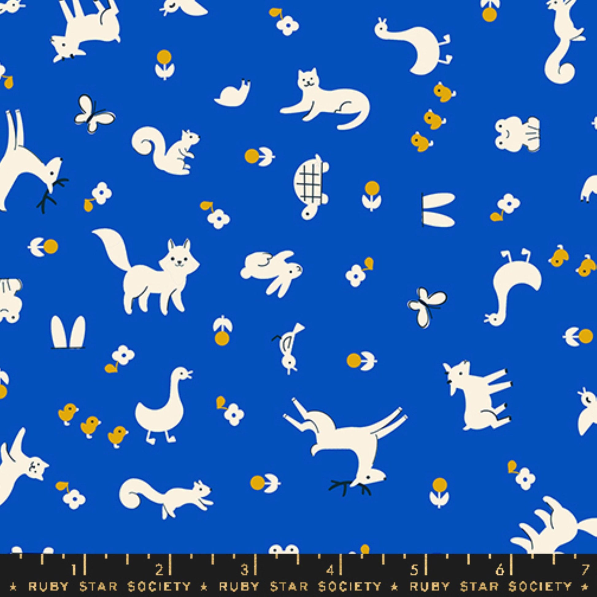 Menagerie 30s Retro Blue Ribbon Woodland Park Rashida Coleman Hale Ruby Star Society Fabric Moda Fabric Fetish