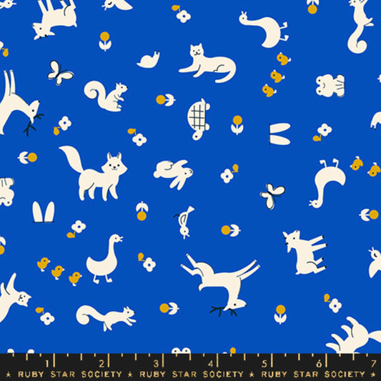 Menagerie 30s Retro Blue Ribbon Woodland Park Rashida Coleman Hale Ruby Star Society Fabric Moda Fabric Fetish