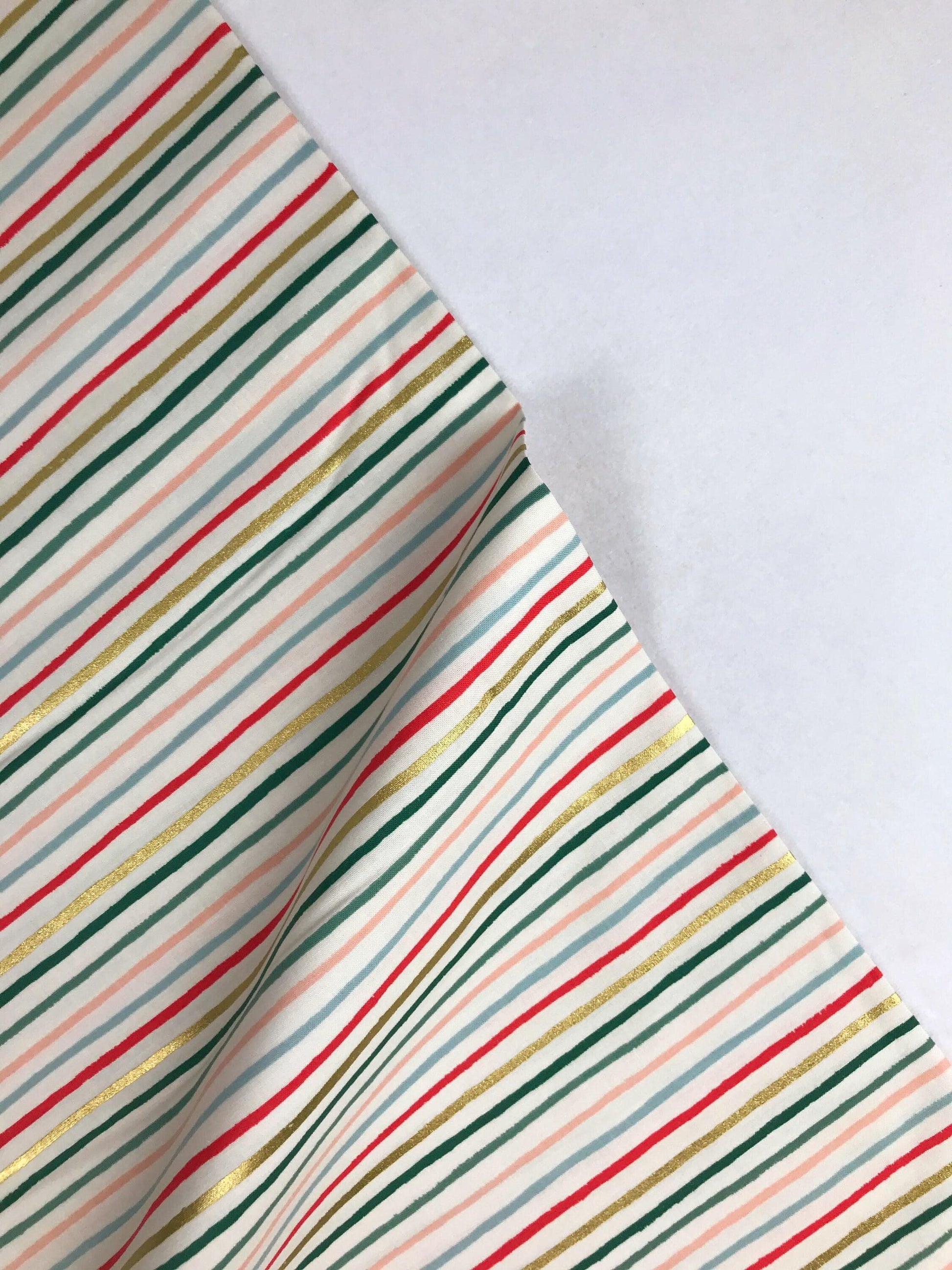 Festive Stripe METALLIC Holiday Classics Anna Bond Rifle Paper Co Basics Cotton + Steel Fabric Fetish