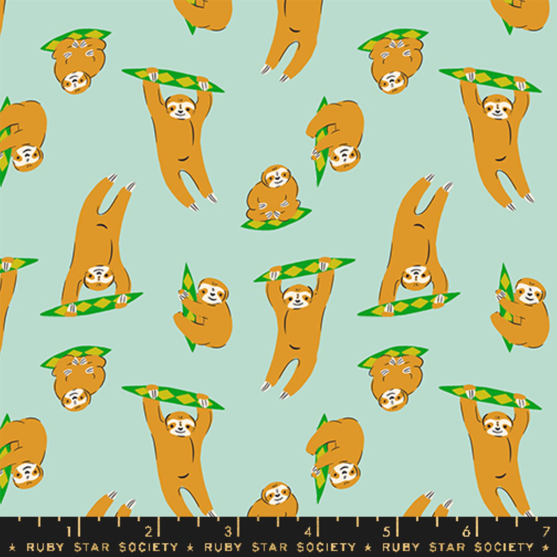 Sloths Minty Animal Animal Ruby Star Society and Moda Fabrics Fabric Fetish
