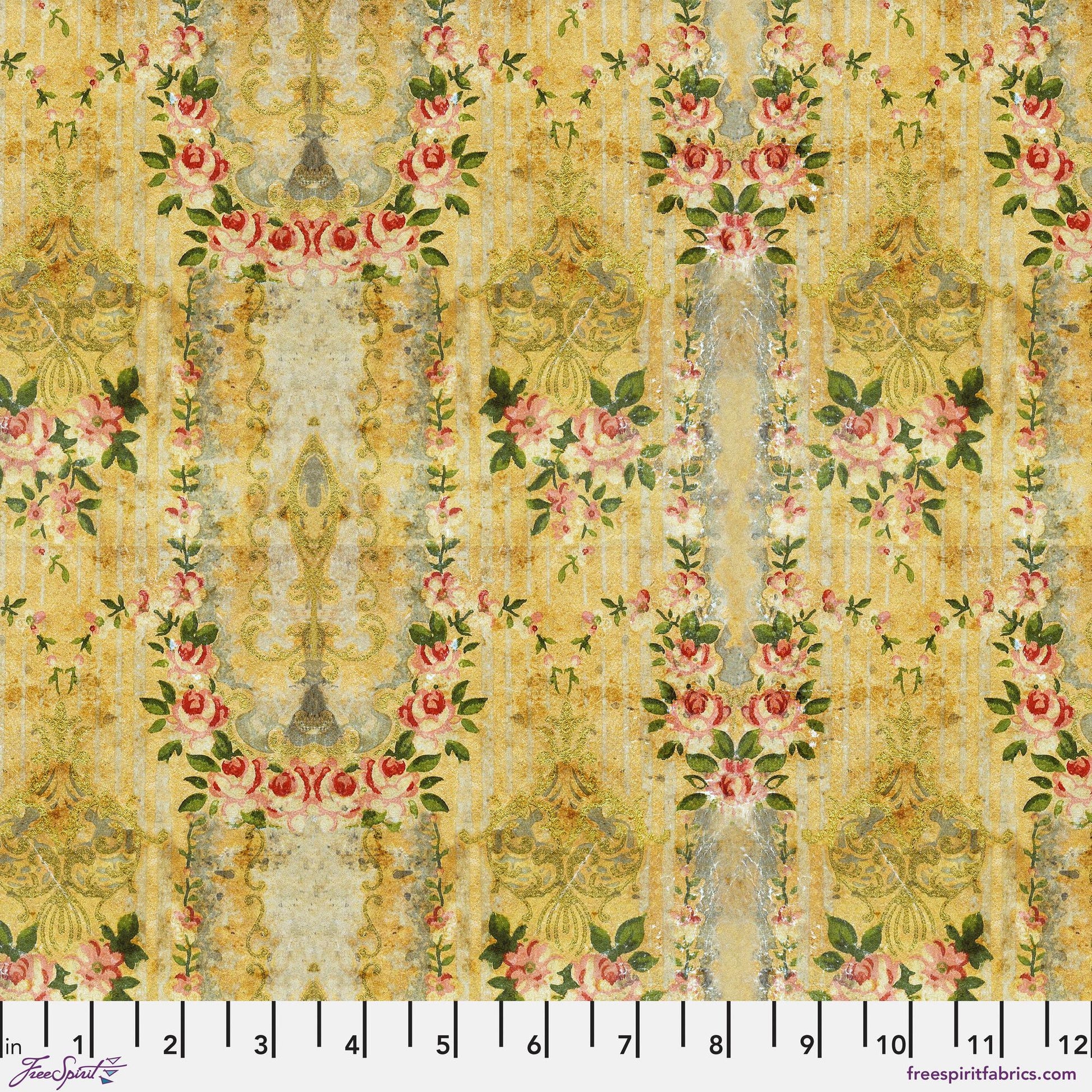 Yellow Wallpaper Palette Yellow Tim Holtz 100% Quilters Cotton PWTH247 YELLOW Fabric Fetish