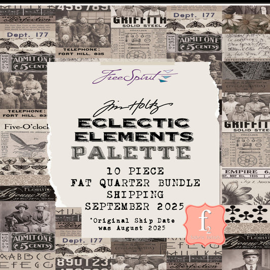 September - Palette Charcoal -  10pc Fat Quarter or Half Yard Bundles- Eclectic Elements - Tim Holtz - FreeSpirit Fabrics