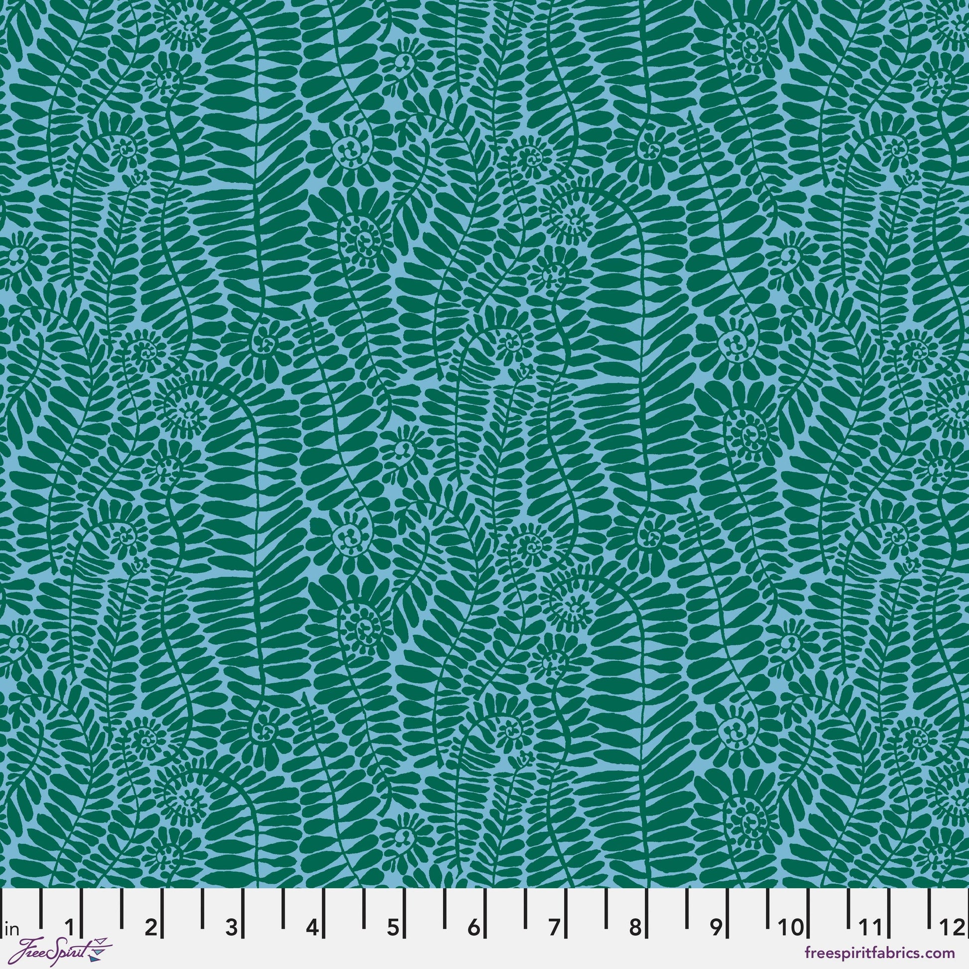 SM Fronds Turquoise February 2025 Brandon Mably Kaffe Fassett Collective Fabric Fetish