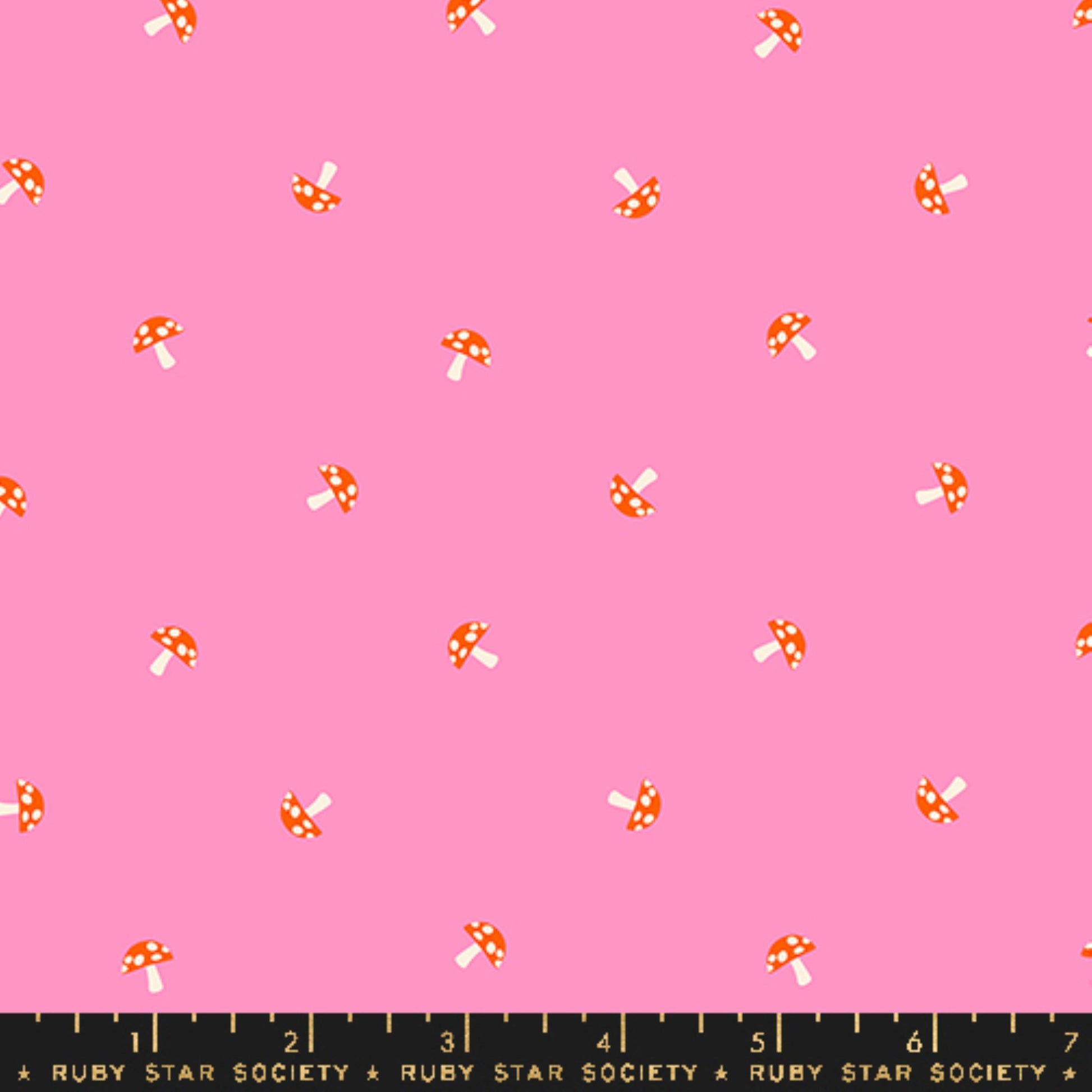 Tiny Mushrooms Flamingo Carousel Melody Miller Ruby Star Society Fabric Moda Fabric Fetish